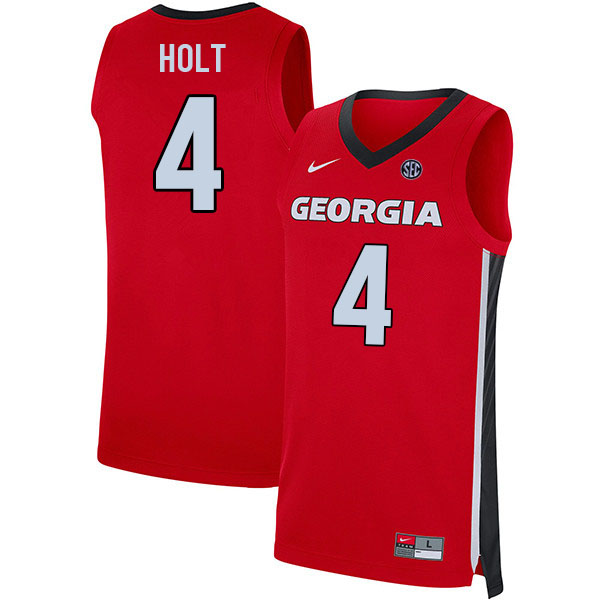 Men #4 Jusaun Holt Georgia Bulldogs College Basketball Jerseys Sale-Red